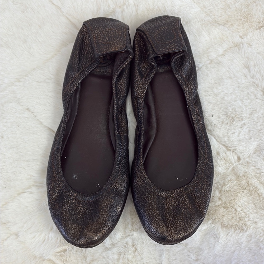 Women’s Flats, Tory Burch, Size 10, Dark Brown, Leather